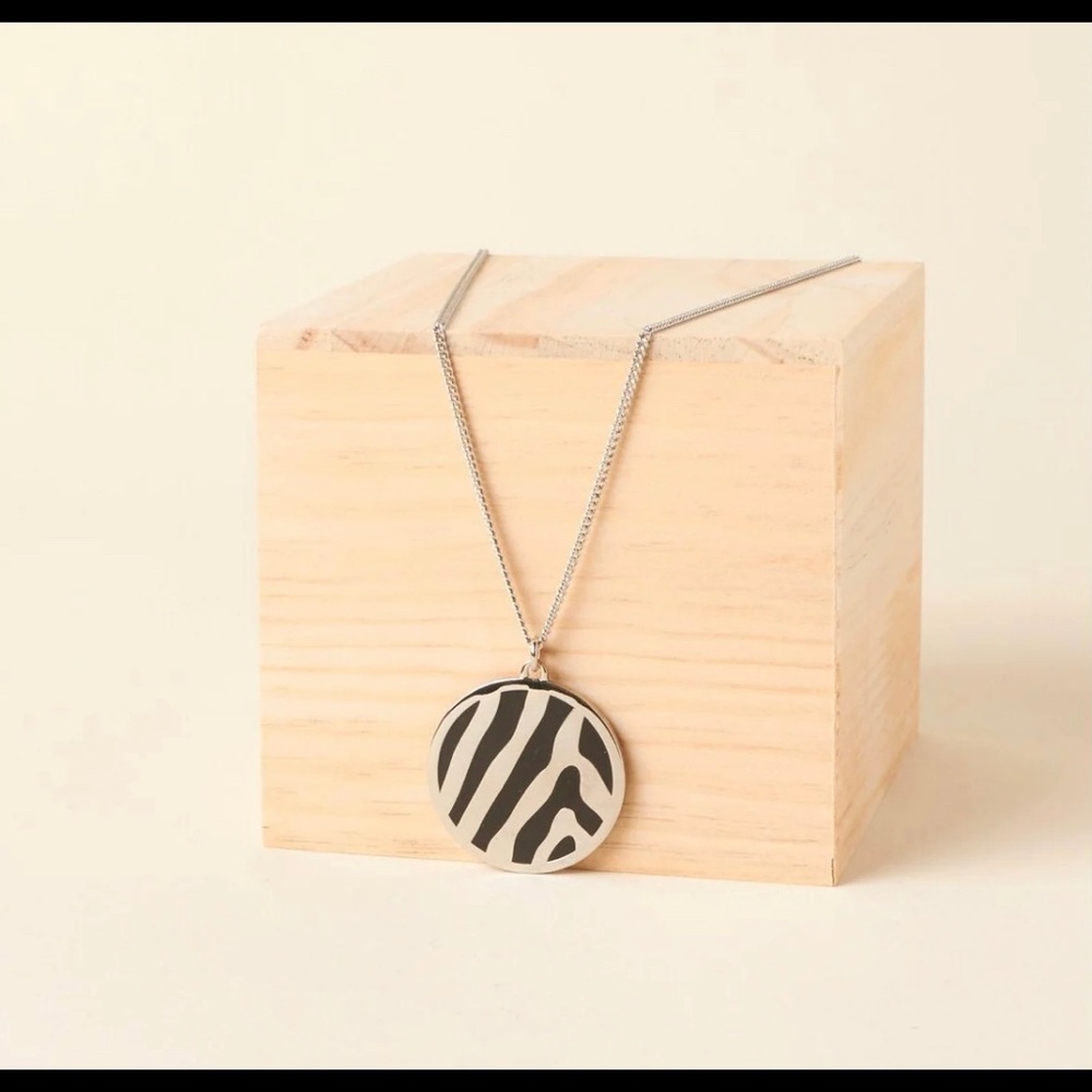 Halcyon Days Zebra Print Pendant Necklace